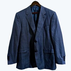 Canali Luxury Silk Wool Blend Sport Coat Blue Textured 2-Button Blazer 56/46R